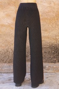 Viscose-lurex jacquard pants black-amber brown