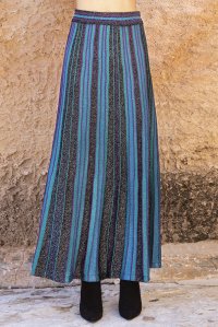 Lurex multicolored midi skirt petrol -petrol blue -black silver -violet