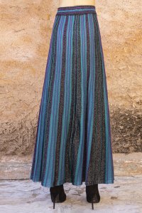 Lurex multicolored midi skirt petrol -petrol blue -black silver -violet