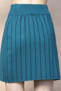 Pin-stripe wool-lurex mini skirt petrol-black