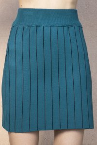 Pin-stripe wool-lurex mini skirt petrol-black