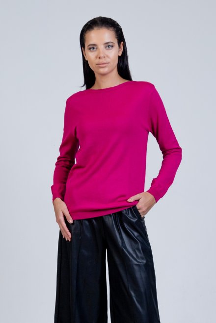 Wool blend basic sweater winter fuchsia