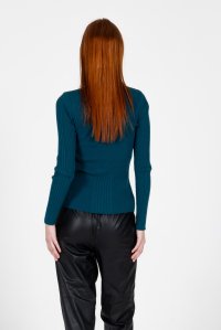 Viscose-blend ribbed turtleneck  sweater petrol