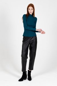 Viscose-blend ribbed turtleneck  sweater petrol