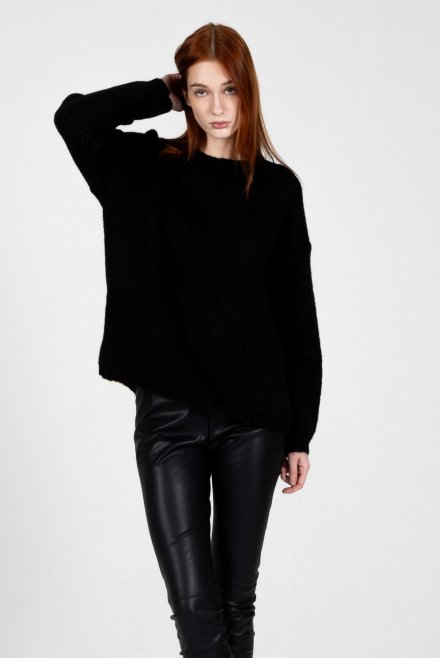 Mohair-lurex blend oversized sweater black