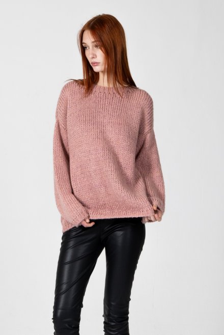 Mohair-lurex oversized πουλόβερ dusty pink