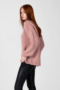 Mohair-lurex blend oversized sweater dusty pink