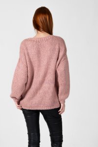 Mohair-lurex blend oversized sweater dusty pink