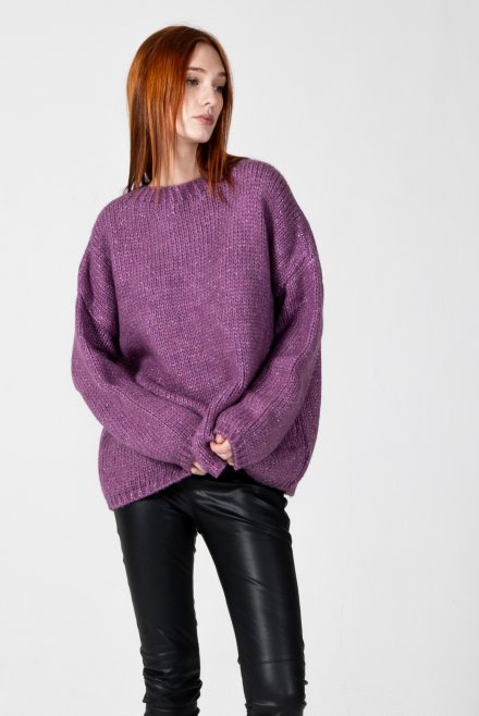 Mohair-lurex blend oversized sweater violet