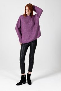 Mohair-lurex blend oversized sweater violet