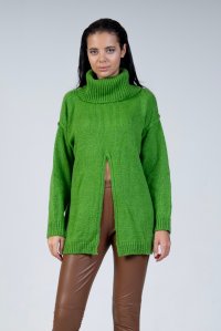 Mohair blend sweater  with front slit bright   green