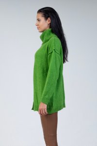 Mohair blend sweater  with front slit bright   green