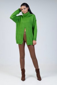 Mohair blend sweater  with front slit bright   green