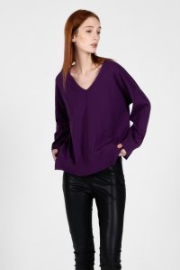 Viscose blend  v-neck sweater violet