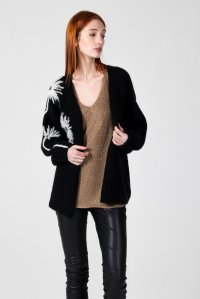 Mohair-blend cardigan with handmade embroidered details black-ivory