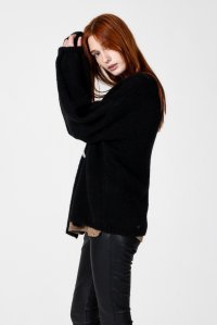 Mohair-blend cardigan with handmade embroidered details black-ivory