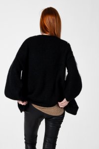 Mohair-blend cardigan with handmade embroidered details black-ivory