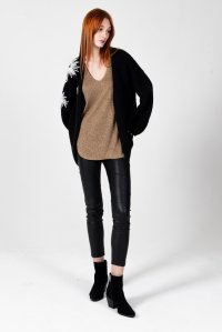 Mohair-blend cardigan with handmade embroidered details black-ivory