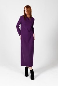 Viscose blend midi dress violet