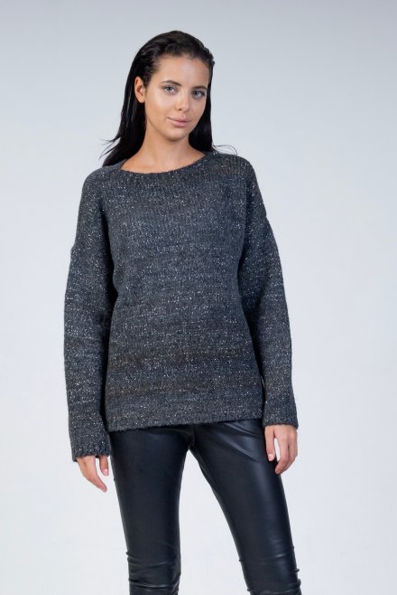 Mohair-lurex oversized πουλόβερ anthrachite