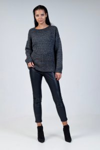 Mohair-lurex blend oversized sweater anthrachite