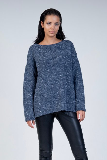 Mohair-lurex oversized πουλόβερ blue jean