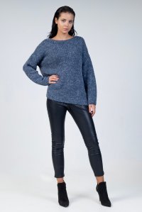 Mohair-lurex blend oversized sweater blue jean