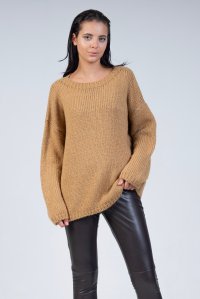 Mohair-lurex oversized πουλόβερ camel