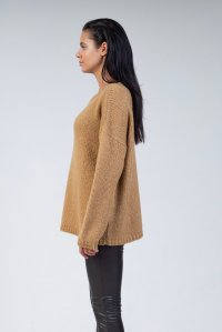 Mohair-lurex blend oversized sweater camel