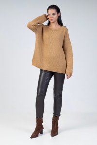 Mohair-lurex blend oversized sweater camel