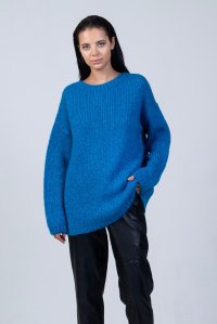 Mohair-lurex blend oversized sweater carribean blue