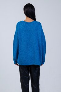 Mohair-lurex blend oversized sweater carribean blue