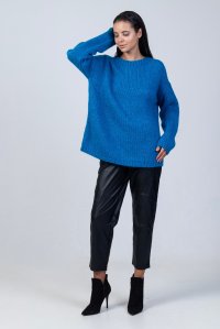 Mohair-lurex blend oversized sweater carribean blue