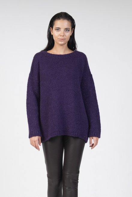 Mohair-lurex oversized πουλόβερ dark purple