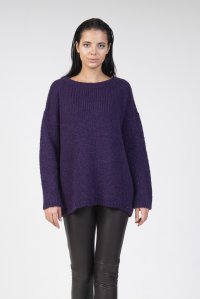 Mohair-lurex blend oversized sweater dark purple