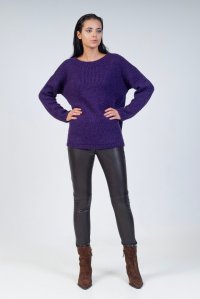 Mohair-lurex blend oversized sweater dark purple