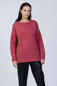 Mohair-lurex blend oversized sweater dusty red