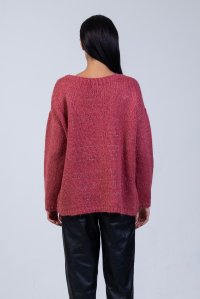 Mohair-lurex blend oversized sweater dusty red