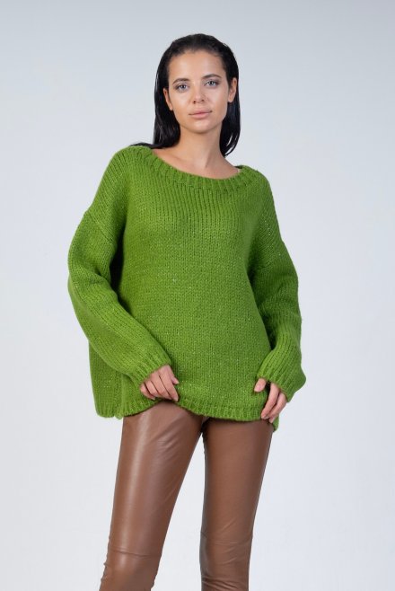 Mohair-lurex blend oversized sweater green