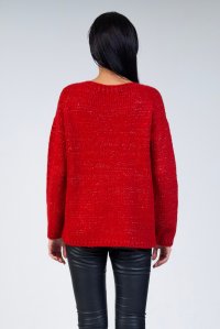 Mohair-lurex blend oversized sweater red