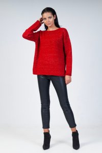 Mohair-lurex blend oversized sweater red