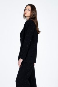 Viscose-blend blazer with sequins black