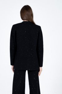 Viscose-blend blazer with sequins black