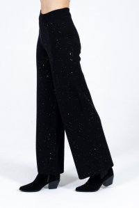 Viscose-blend pants with sequins black