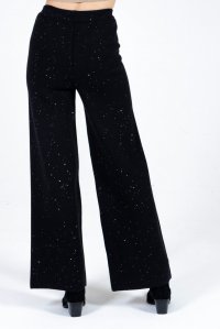 Viscose-blend pants with sequins black