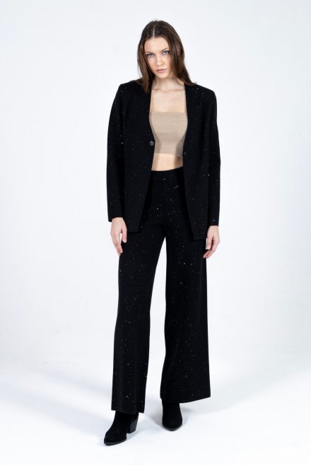 Viscose-blend pants with sequins black