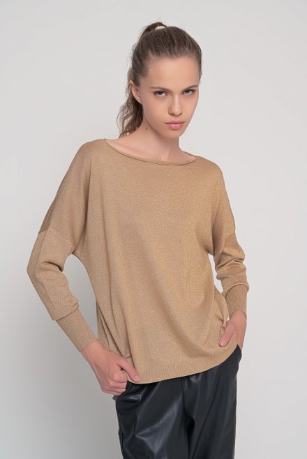 Lurex relaxed fit top gold