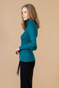 Lurex turtleneck sweater petrol