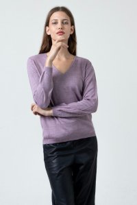 Wool blend v-neck sweater violet