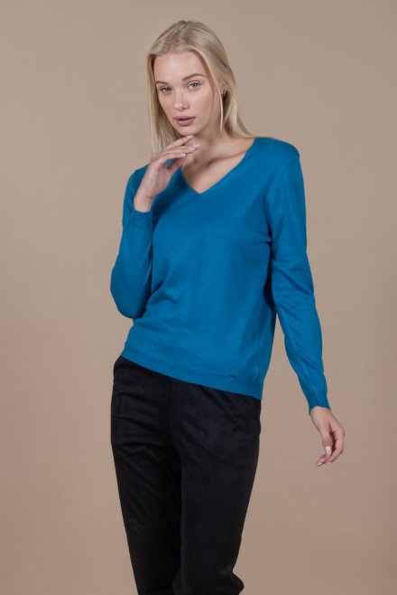 Wool blend v-neck sweater ocean